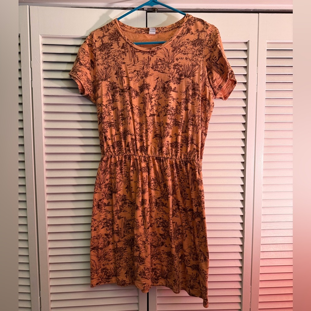 Coral Patterned Short Sleeve Summer Dress